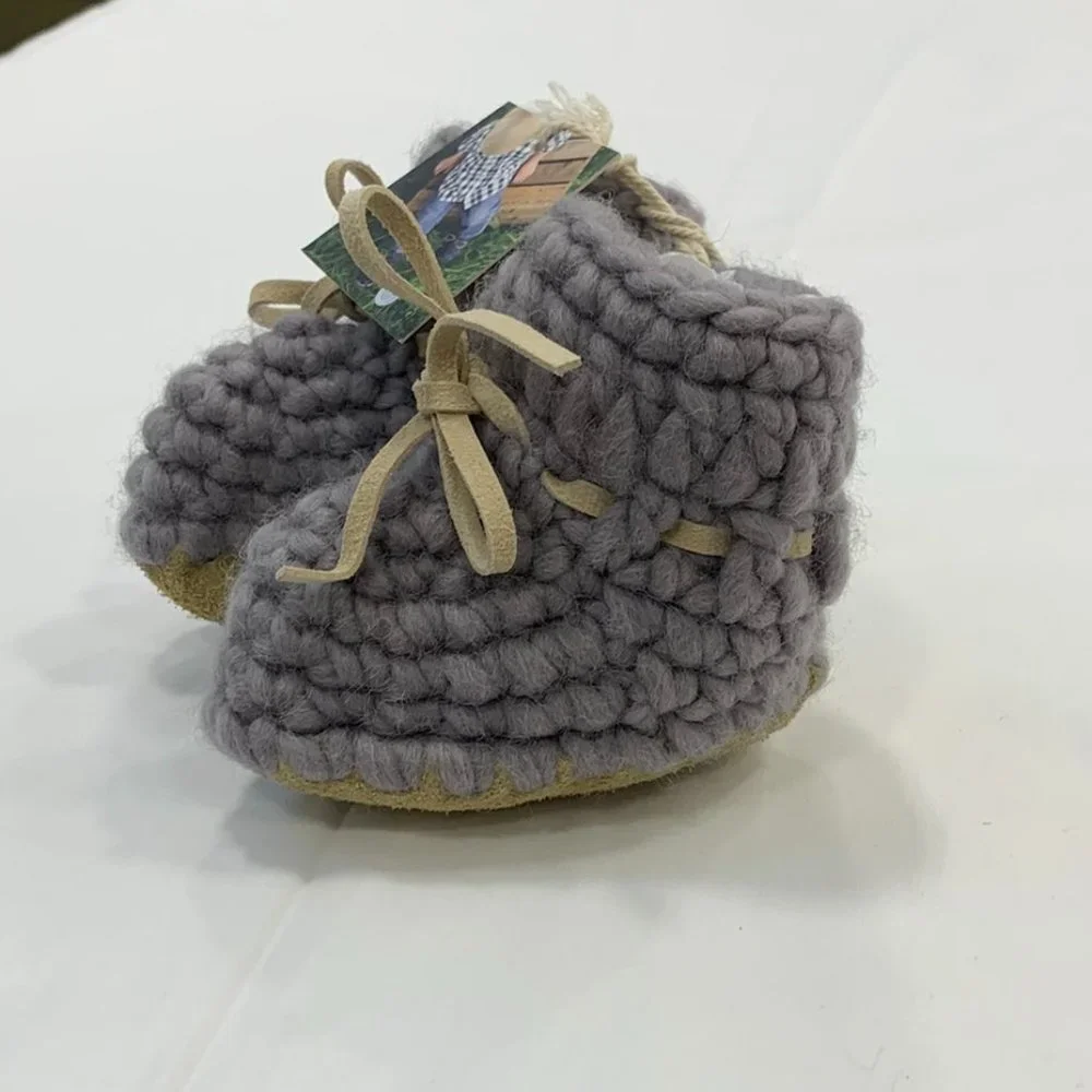 NWT Sweater Moccs Baby Booties, Gray, 0-6 mo